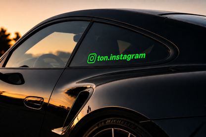 Sticker Instagram personnalisé vert en vinyle premium.